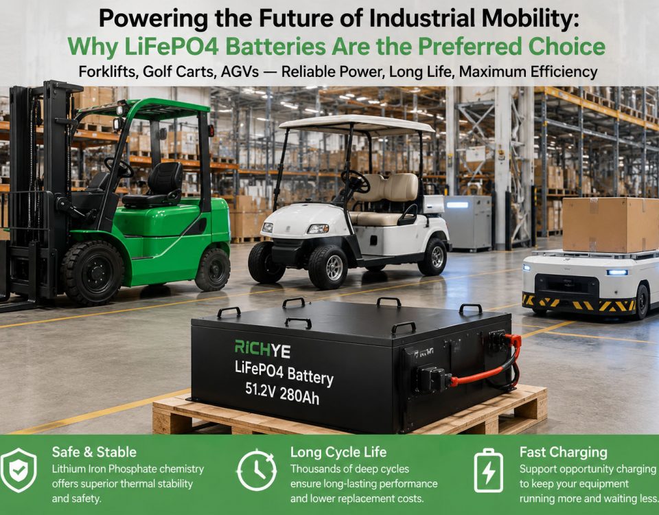 Why LiFePO4 Batteries Are Becoming the Preferred Choice for Forklifts, Golf Carts and AGVs 2 Why LiFePO4 Batteries Are the Preferred Choice